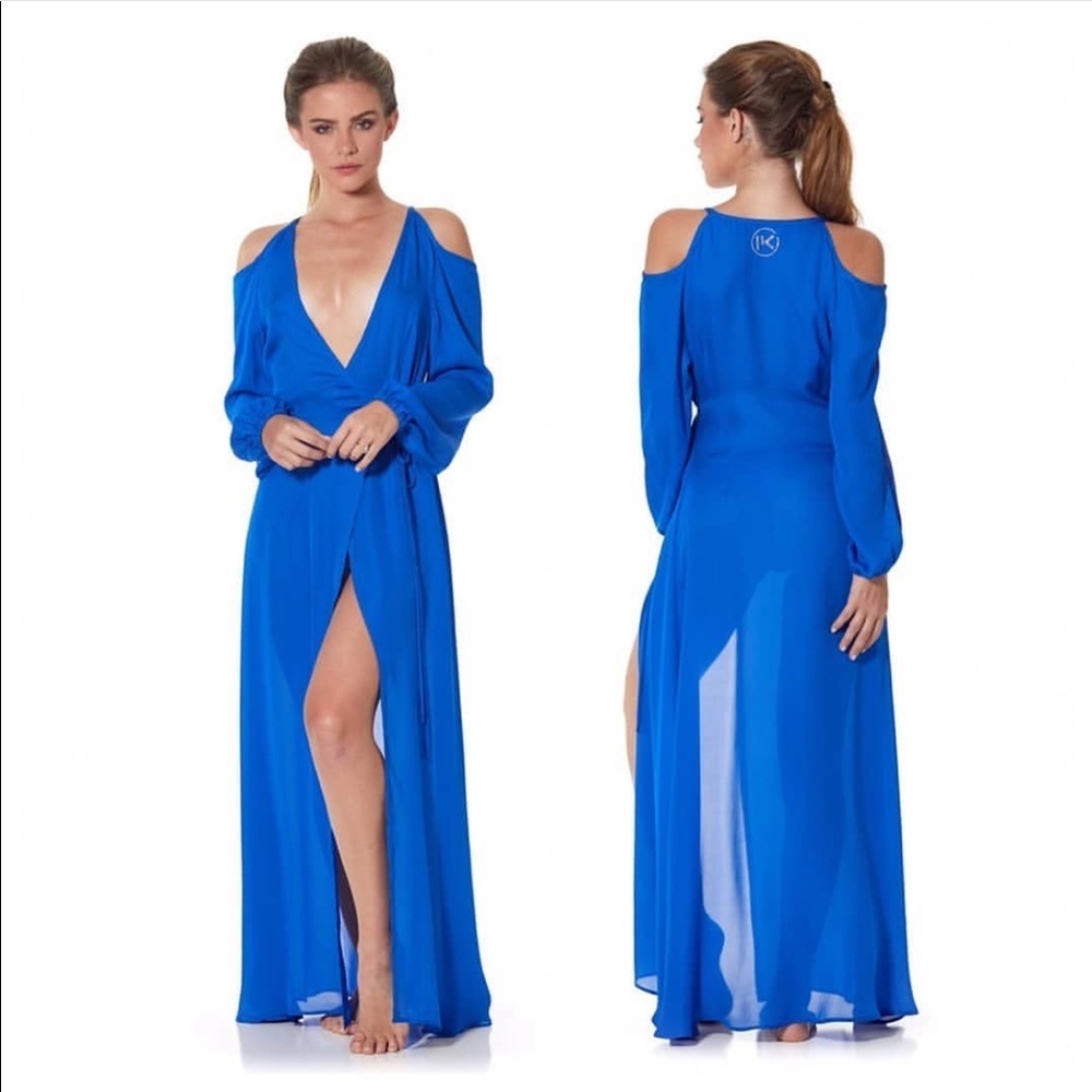 NEW • Ikaria • Asteria Silk Swim Coverup Blue Sm